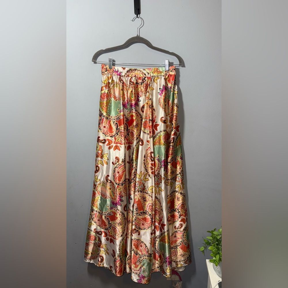 Her Destiny women’s Cocktail Party Elegant Silky Paisley Maxi Skirt Size 1X EUC